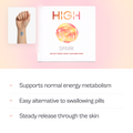 HIGH SPARK energy patch pack, with a SPARK patch worn on the inner wrist